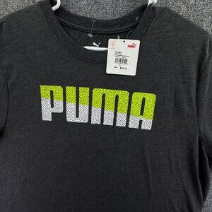 NWT Puma Gray T Shirt Large Horizon Tee Green Dotted Logo Adult Cotton Blend